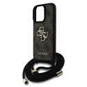 Guess PU 4G Metal Logo Crossbody Strap Apple iPhone 15 Pro Max dėklas telefonui rudos spalvos Guess PU 4G Metal Logo Crossbody Strap Apple iPhone 15 Pro Max dėklas telefonui rudos spalvos