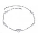 Agate Silver Anklet with Shiny Hearts AGN53/27 Agate Silver Anklet with Shiny Hearts AGN53/27