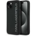 Karl Lagerfeld 3D Rubber Glitter Logo Apple iPhone 15 dėklas telefonui juodos spalvos