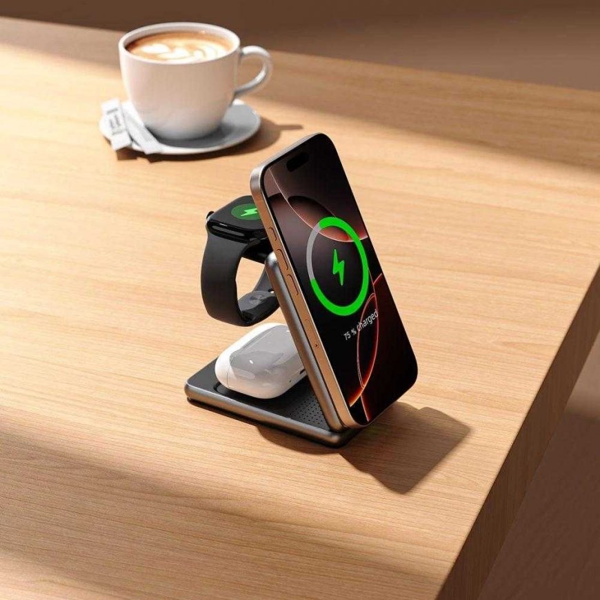 Tech Protect Wireless Charging Station 3 in 1 with MagSafe, 15W, for Apple devices, gray – 5