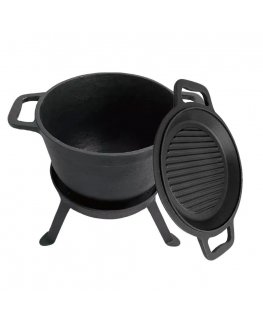 King Hoff KOCIOŁEK ŻELIWNY MYŚLIWSKI 5.0LZ PATELNIĆA GRILL 2 W 1 KINGHOFF KH-1732