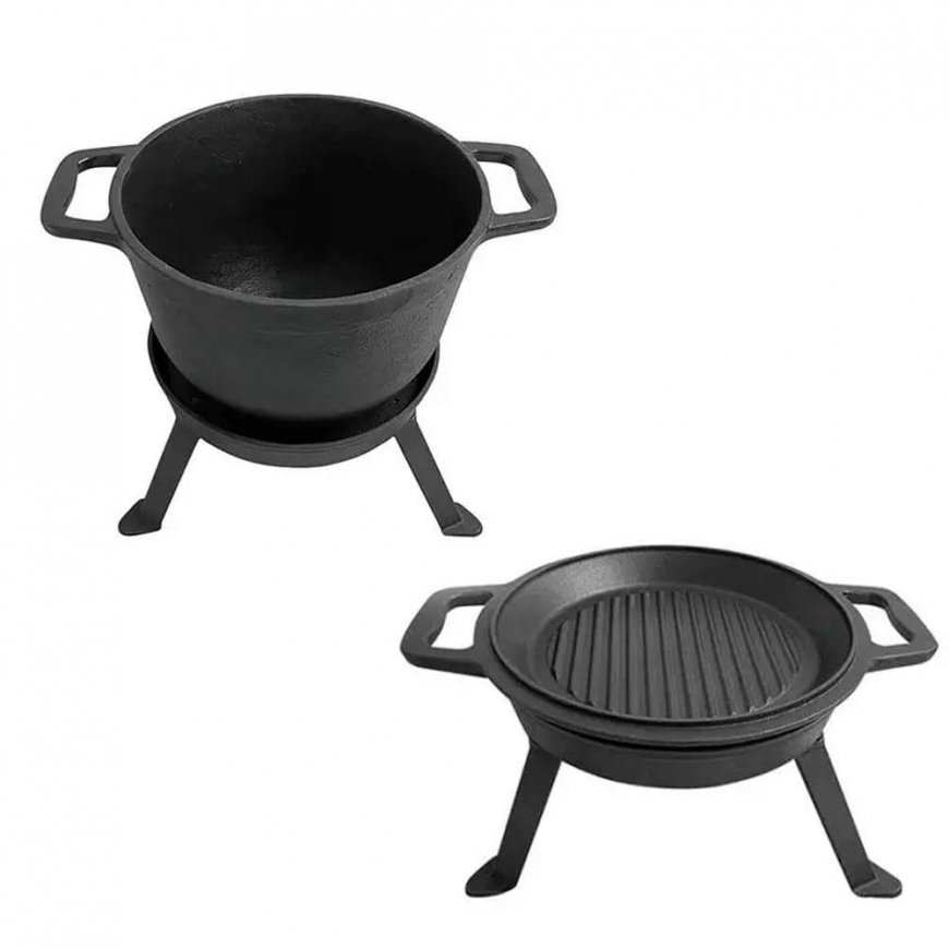 King Hoff KOCIOŁEK ŻELIWNY MYŚLIWSKI 5.0LZ PATELNIĆA GRILL 2 W 1 KINGHOFF KH-1732 – 4