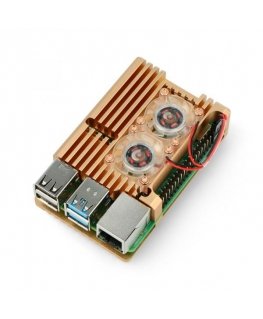Oem Raspberry Pi 4B aluminum radiator with two fans - gold box