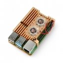 Oem Raspberry Pi 4B aluminum radiator with two fans - gold box Oem Raspberry Pi 4B aluminum radiator with two fans - gold box