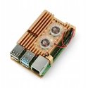Oem Raspberry Pi 4B aliumininis radiatorius su dviem ventiliatoriais - dėžutė auksinės spalvos Oem Raspberry Pi 4B aliumininis radiatorius su dviem ventiliatoriais - dėžutė auksinės spalvos