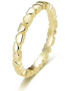 Beneto Paauksuotas sidabrinis žiedas su širdelėmis AGG344-GOLD