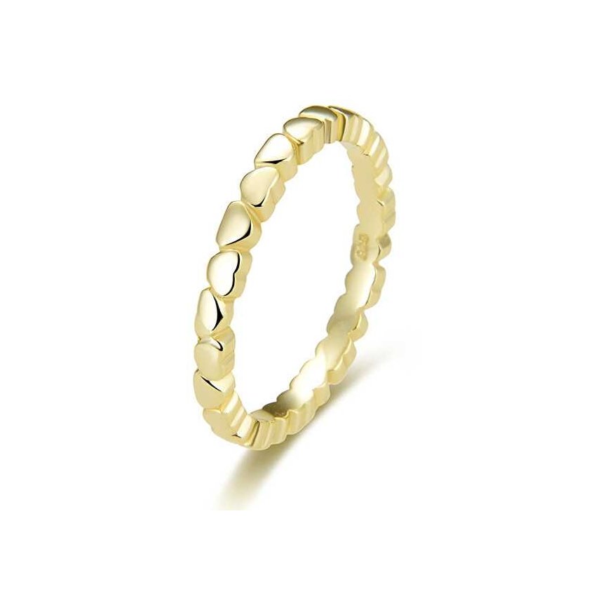 Beneto Gold-plated silver ring with hearts AGG344-GOLD