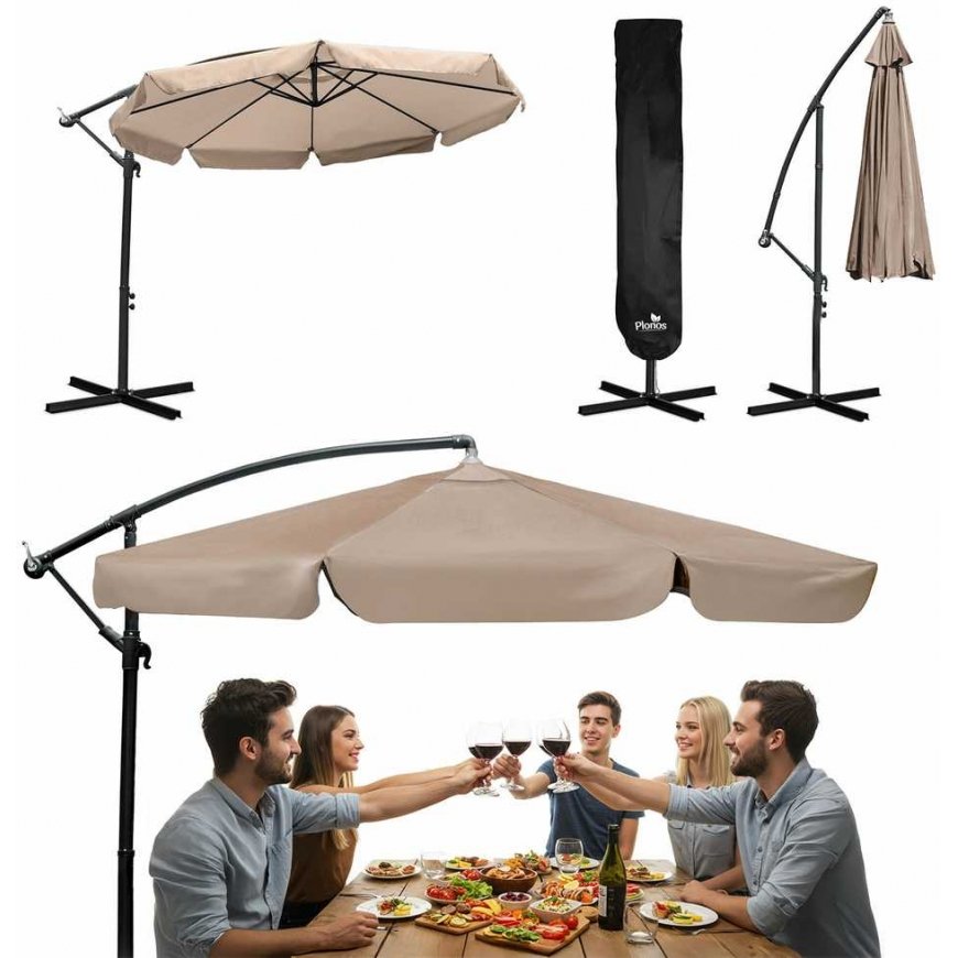 Parasol Folding garden umbrella 8 segments 350 cm with cover Thin PL-881
