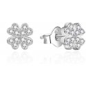 Agate Silver Earrings with Zircons Four-leaf Clover AGT-E098PW Agate Silver Earrings with Zircons Four-leaf Clover AGT-E098PW