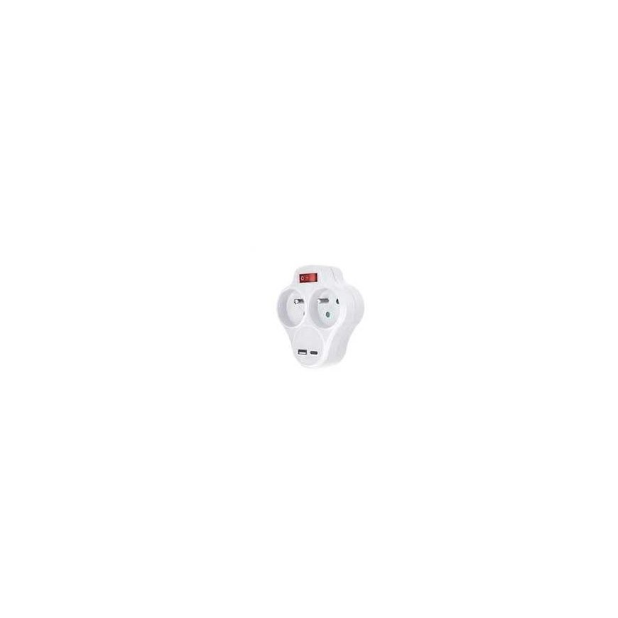 Solight P100USBC šakotuvas su USB A+C įkrovikliu 2 x 10A