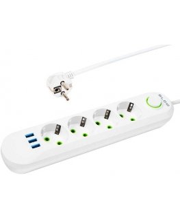 Blow PS-430 4-socket 3xUSB network extension cable 3m white 2x1mm
