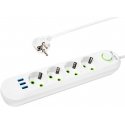 Blow PS-430 4-socket 3xUSB network extension cable 3m white 2x1mm Blow PS-430 4-socket 3xUSB network extension cable 3m white 2x1mm