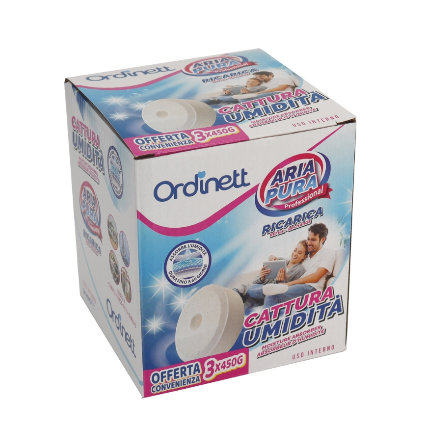 ORDINETT Kosteutta imevät täytetabletit 450g x 3 kpl. neutraali tuoksu
