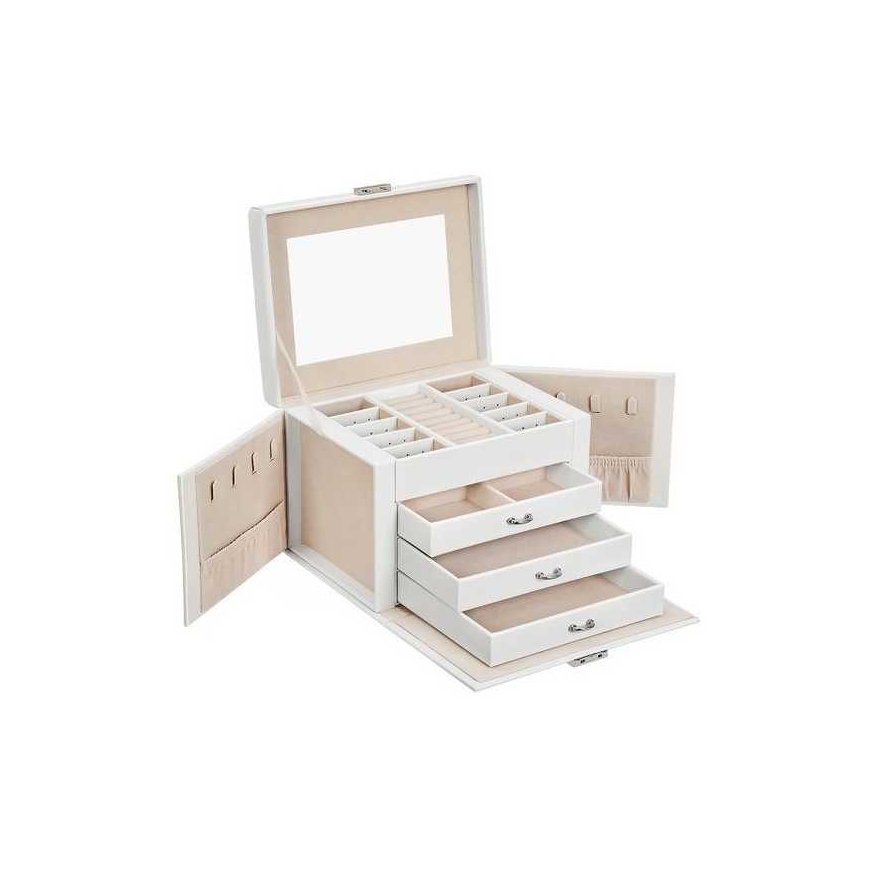 Troli Stylish white jewelry box with mirror