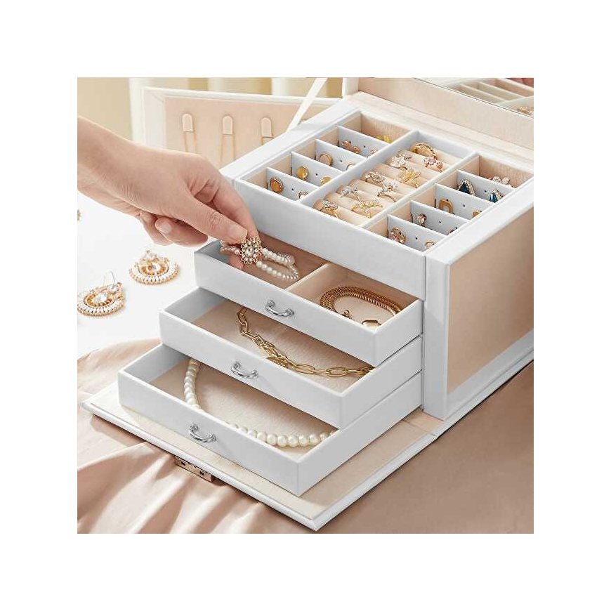 Troli Stylish white jewelry box with mirror – 4