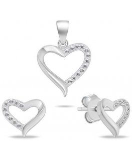 Brilio Silver Silver jewelry set Heart SET270W (pendant, earrings)