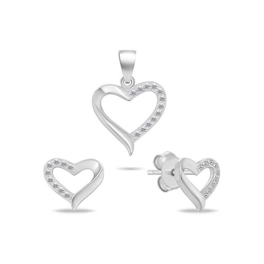 Brilio Silver Silver korusetti Heart SET270W (riipus, korvakorut)