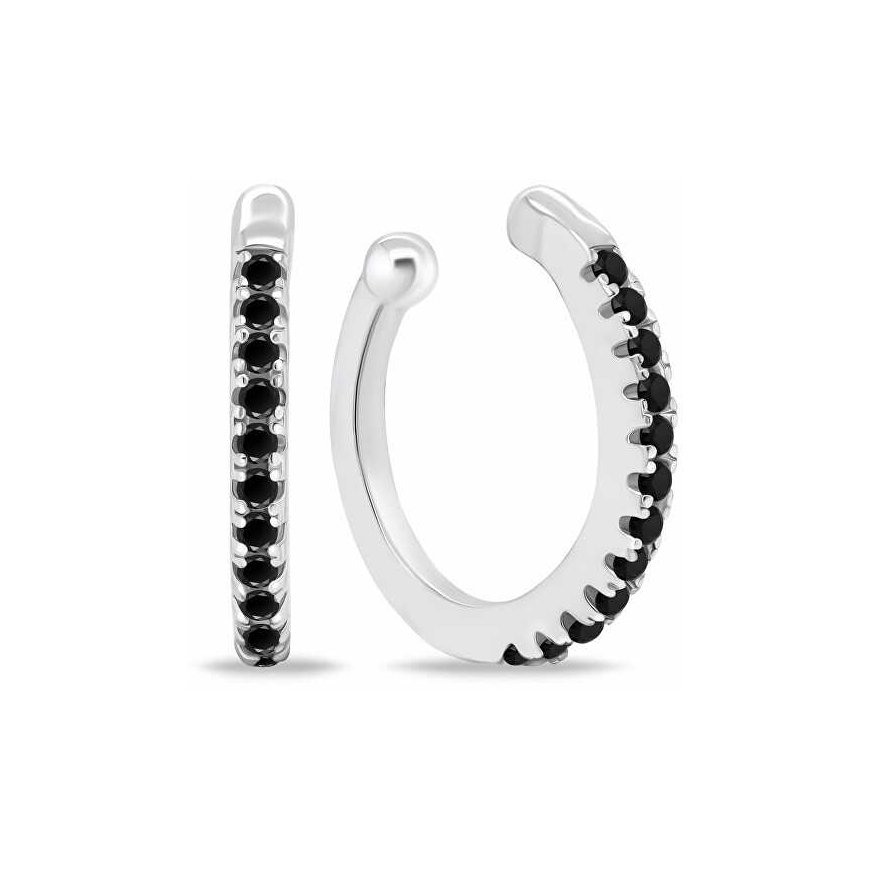 Brilio Silver Fashionable silver earrings with black zircons EA694WBC