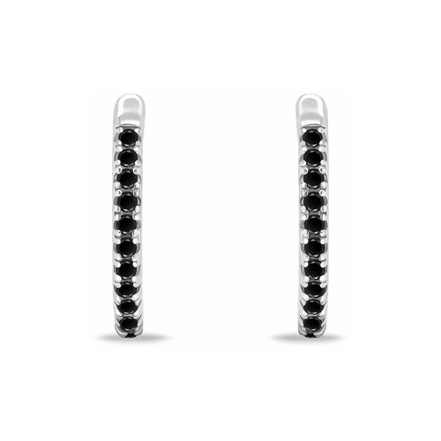 Brilio Silver Fashionable silver earrings with black zircons EA694WBC – 2