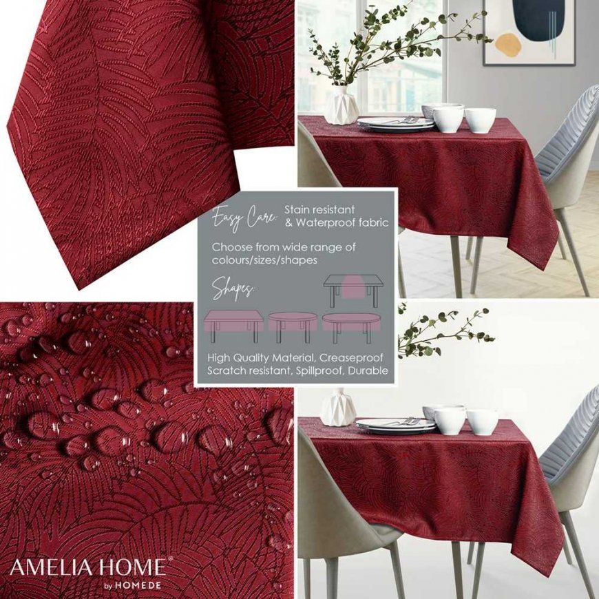 AmeliaHome Tablecloth AH GAIA BRD CLARET“ 100x100