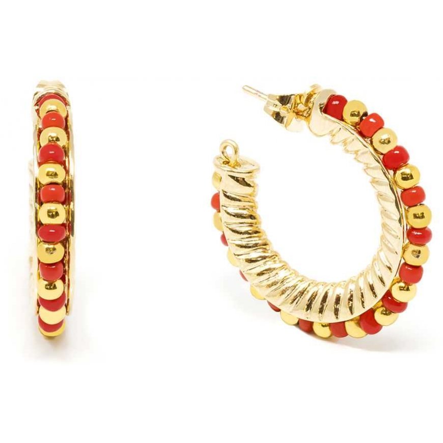 Shabama ETHIOPIA Raudonas 2CM earrings shiny auksinis 1 u