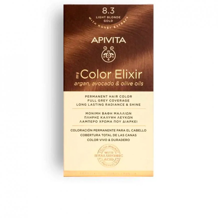 Permanent hair dye Apivita MY COLOR ELIXIR, 8.3 Light Blonde Gold