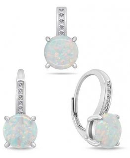 Brilio Silver Brilio Silver Timeless opal jewelry set SET246W (earrings, pendant)