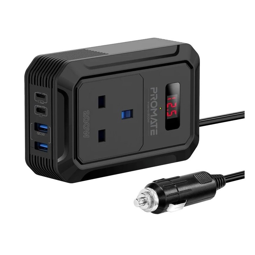 Promate Inverto-200W Car inverter DC-AC 11-17V