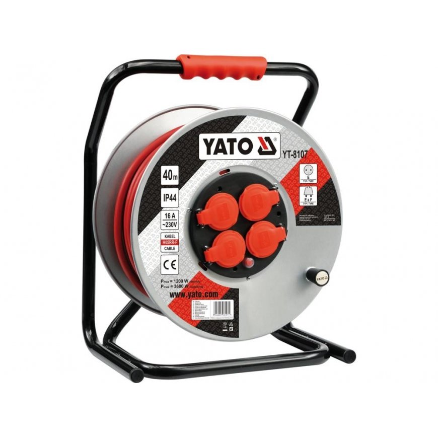 Yato YT-8107 kabeļu rullis 4 Maiņstrāvas izvade (-s) 40 m