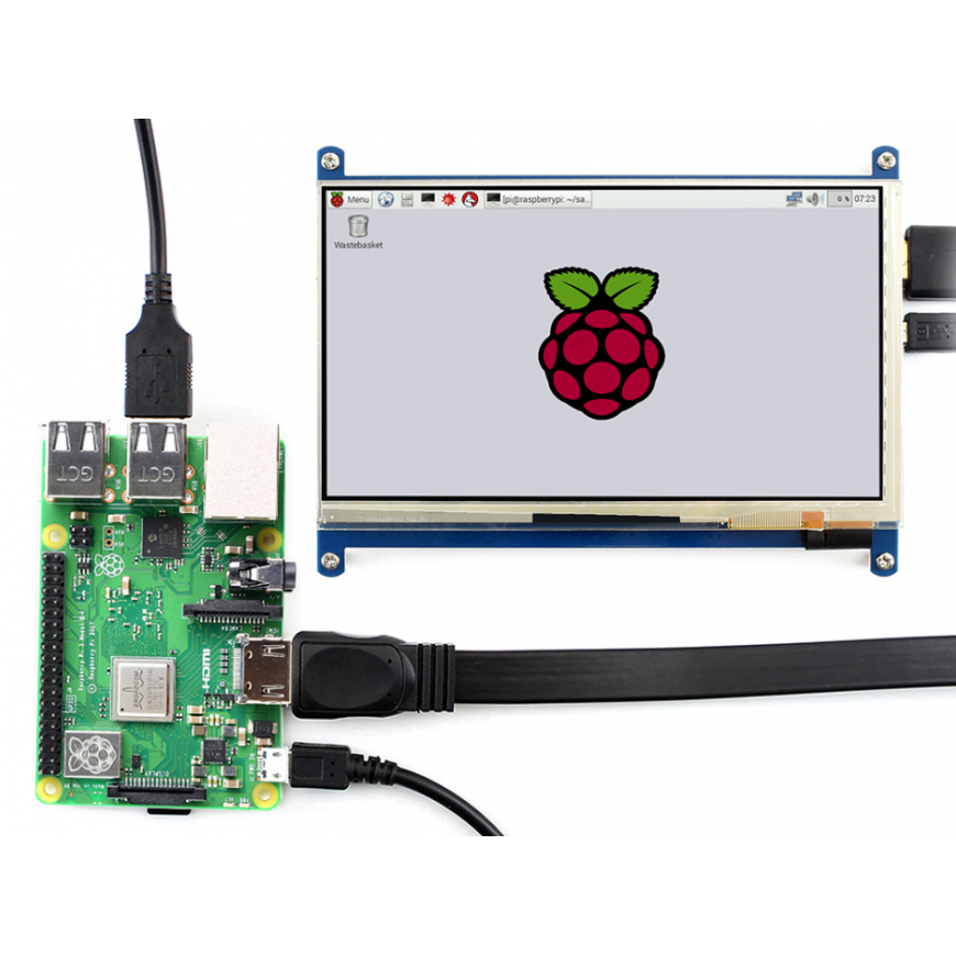 Waveshare Capacitive Touch Screen for Raspberry Pi Microcomputer - LCD IPS 7" (C) 1024x600px HDMI + USB + Box – 4