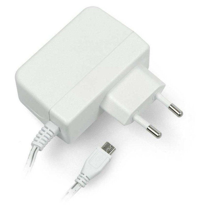 Rpi Akcesoria Maitinimo šaltinis T6712DV, skirtas Raspberry Pi 3B+/3B/2B/Zero, microUSB 5.1V/2.5A, originalus baltas