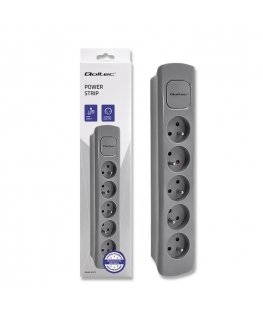Qoltec 50275 pagarinātājs 1,8 m 5 Maiņstrāvas izvade (-s) Iekštelpas Pelēks