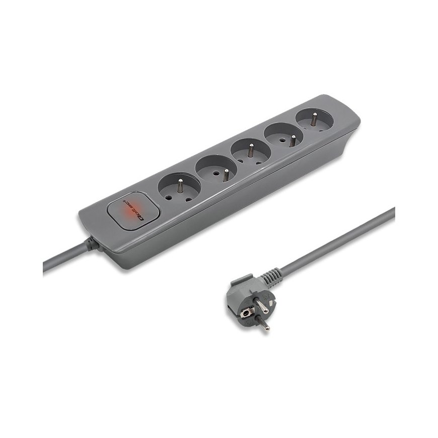 Qoltec 50275 power extension 1.8 m 5 AC outlet(s) Indoor Grey – 2