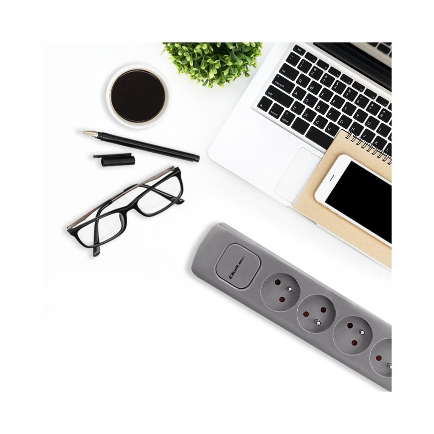 Qoltec 50275 power extension 1.8 m 5 AC outlet(s) Indoor Grey – 3