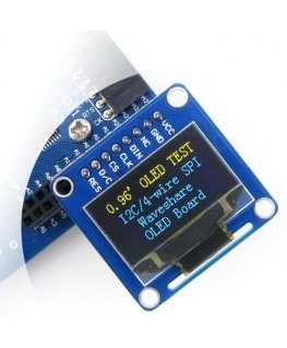 Two-color graphic OLED display 0.96" (B) 128x64px SPI/I2C, straight connectors, Waveshare 9092