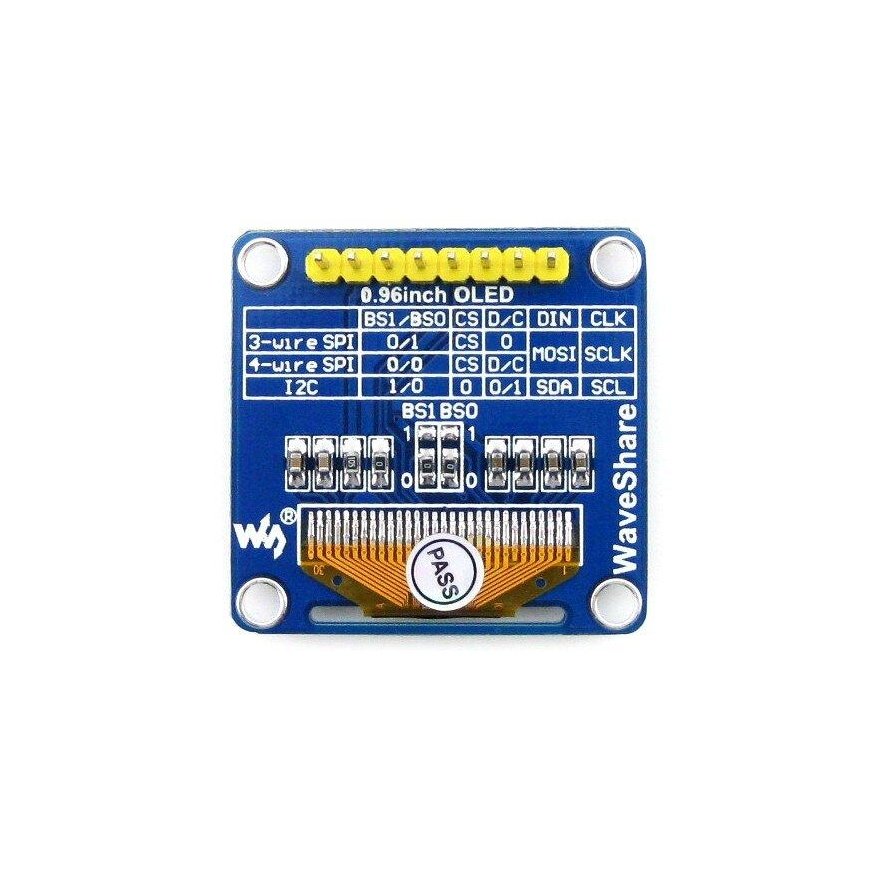 Kaksivärinen graafinen OLED-näyttö 0,96" (B) 128x64px SPI/I2C, suorat liittimet, Waveshare 9092 – 2