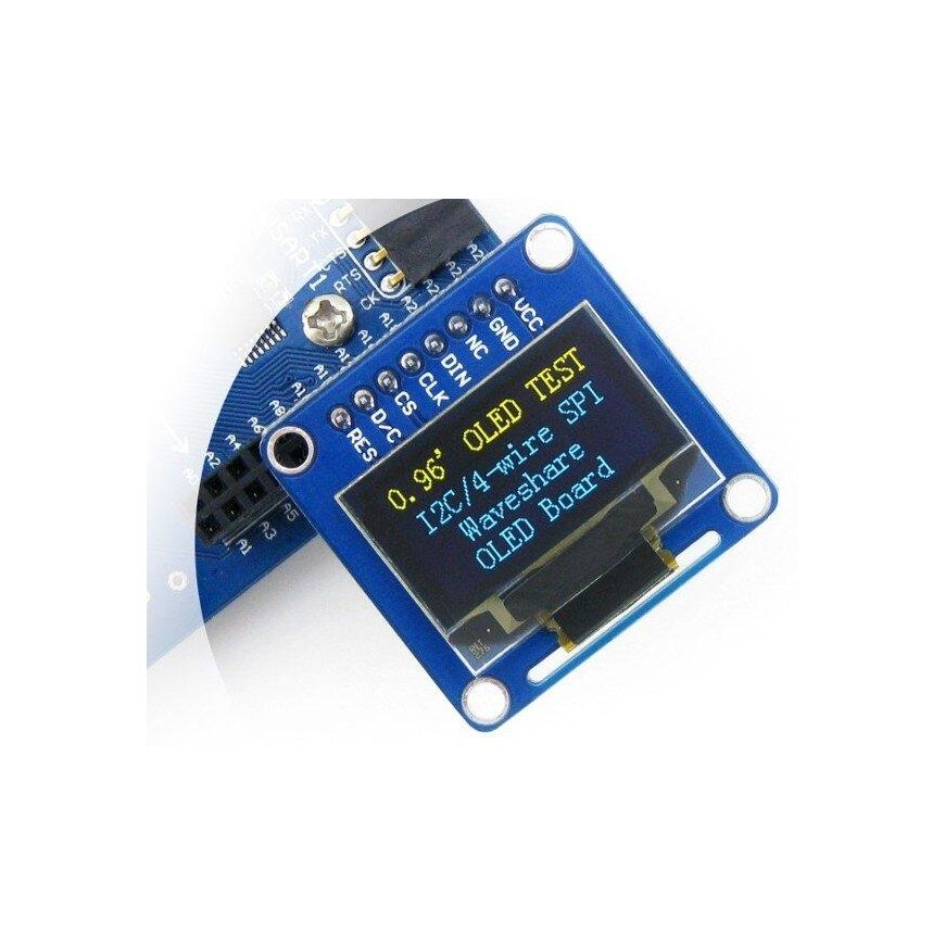 Two-color graphic OLED display 0.96" (B) 128x64px SPI/I2C, straight connectors, Waveshare 9092 – 5