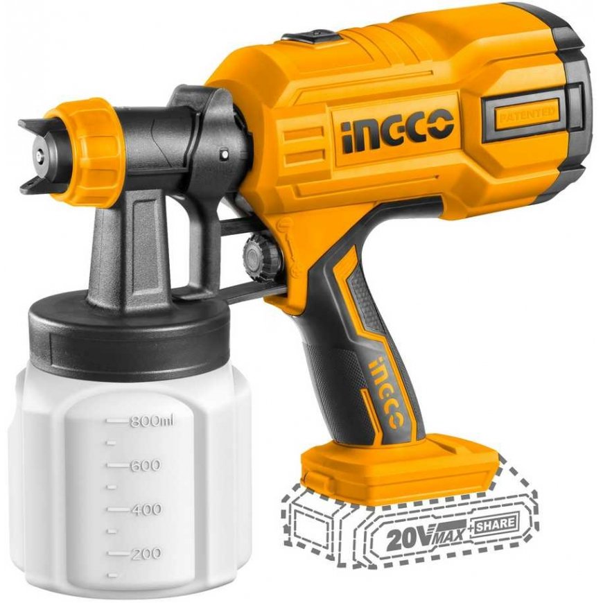 Ingco CSGLI2003 cordless paint spray gun without battery and charger