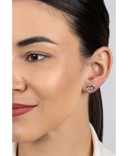 Brilio Silver Delicate silver earrings Hearts with zircons EA1119W