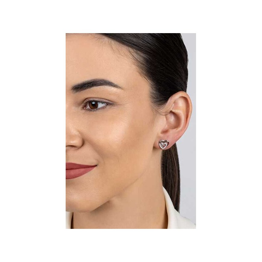 Brilio Silver Delicate silver earrings Hearts with zircons EA1119W