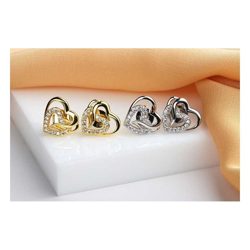 Brilio Silver Delicate silver earrings Hearts with zircons EA1119W – 4