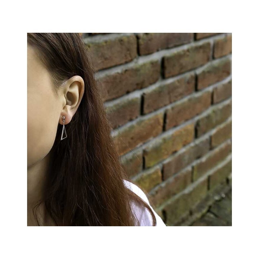 Beneto Luxury silver earrings with clear zircons AGUP2361L