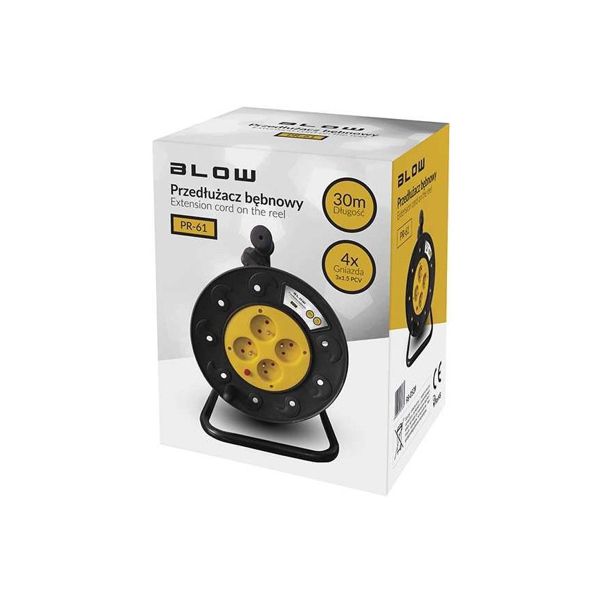 Blow PR-61 power extension cord 4 outlets with grounding 30m PVC drum 3x1.5mm – 2