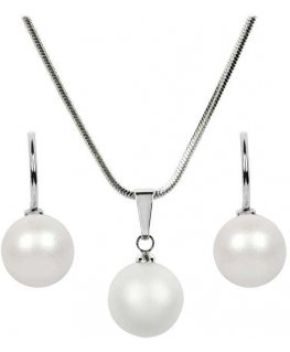Levien Pearl Pearlescent White SET-041 necklace and earrings set