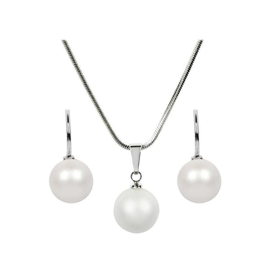 Levien Pearl Pearlescent White SET-041 kaulakoru ja korvakorut setti