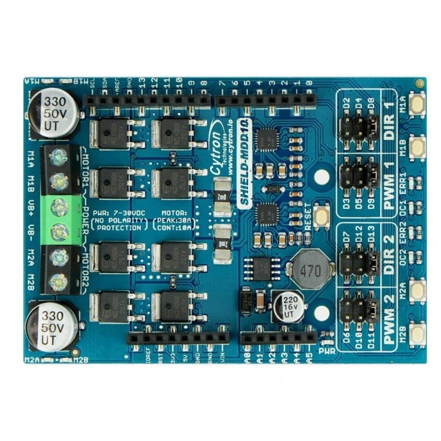 Cytron add-on MDD10 - dual-channel DC motor controller - 7V-30V/10A - Arduino add-on – 2