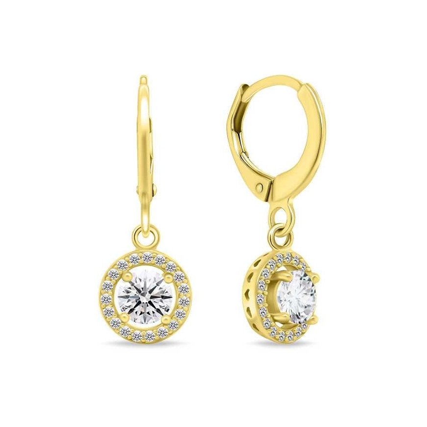 Brilio Silver Gold-plated earrings with clear zircons EA466Y
