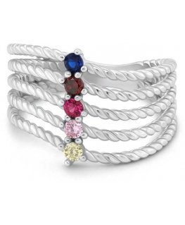Brilio Silver Five-row silver ring with colored zircons RI129W