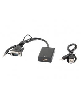 Lanberg AD-0021-BK videokaapeli-adapteri 0,2 m HDMI-tyyppi A (vakio) VGA (D-Sub) musta