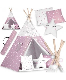 Tent for children with Nukido lights - pink with stars